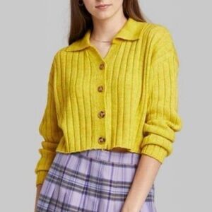 Lime Ribbed Cardigan